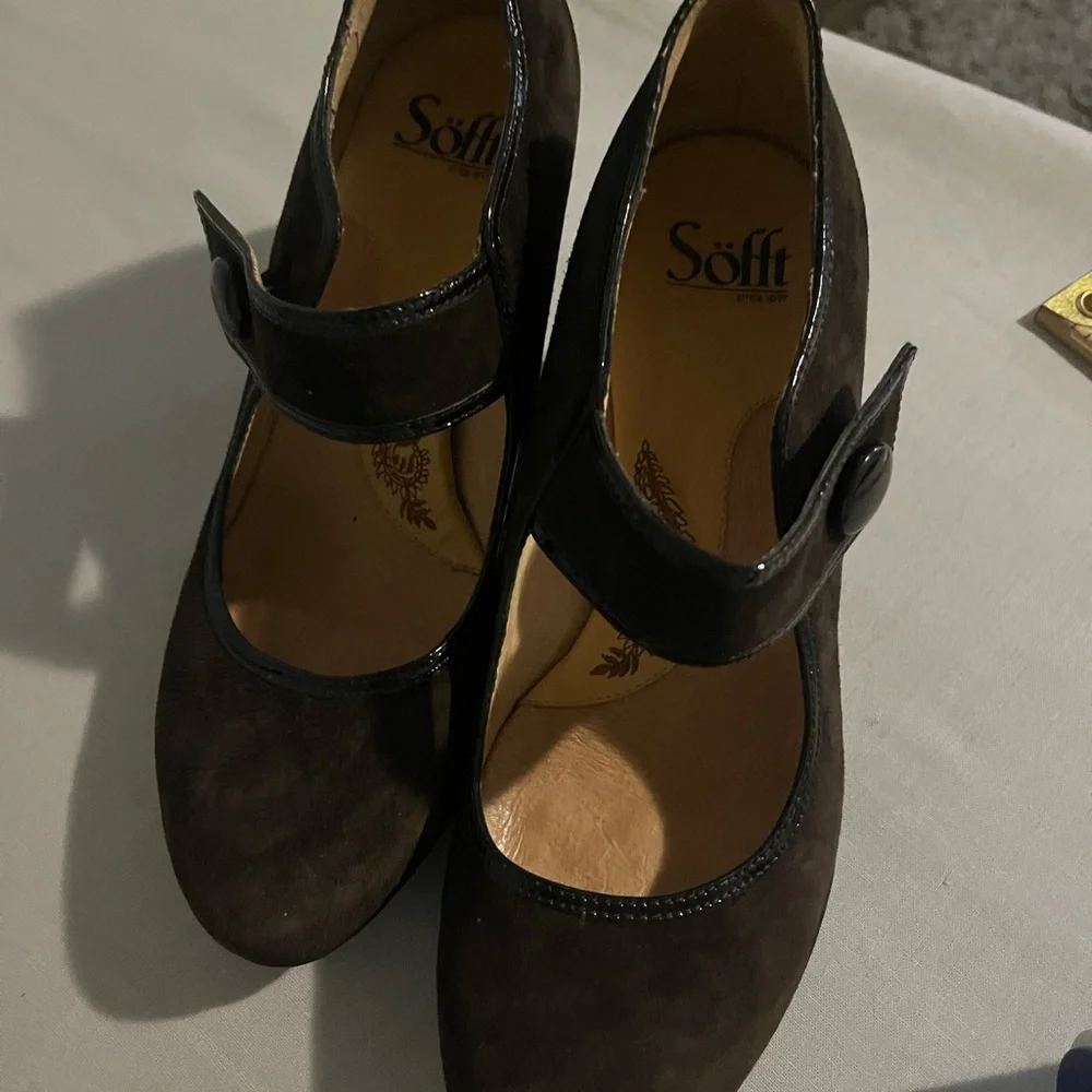 Sofft Womens Candra Suede Mary Jane Chocolate Size 8 - Picture 2 of 8